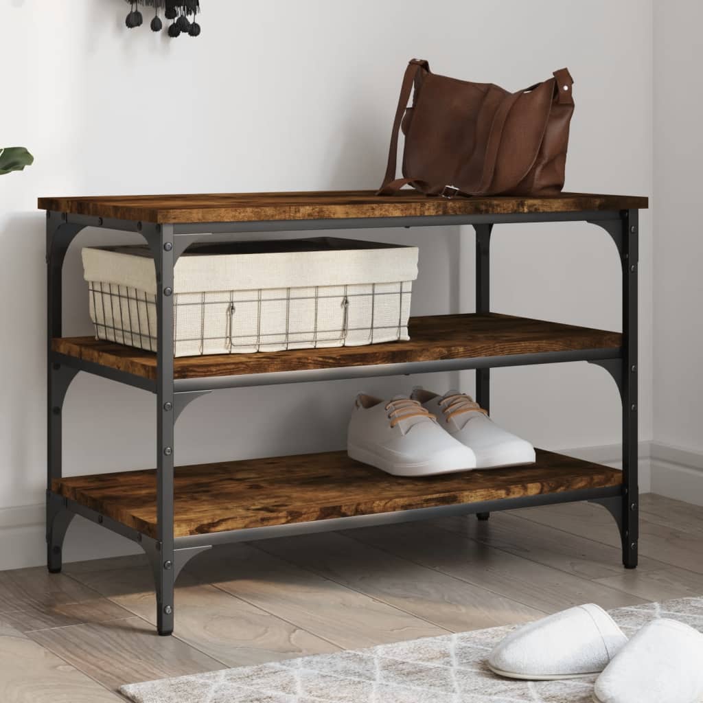 foto del prodotto panca porta scarpe rovere fumo 70x38,5x49 cm legno multistratocod mxl 134312