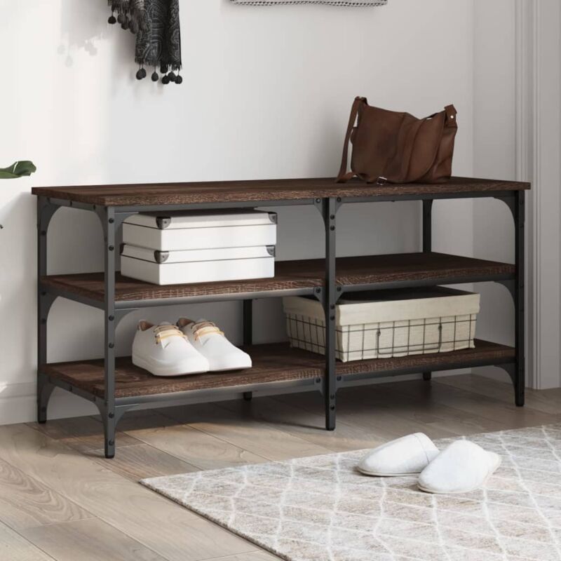 foto del prodotto panca porta scarpe rovere marrone 100x38,5x49 legno multistrato vidaxl