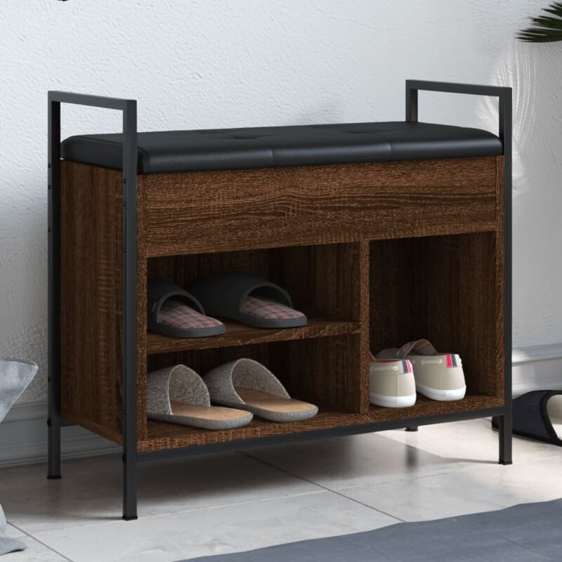 foto del prodotto panca porta scarpe rovere marrone 65,5x32x57,5 cm vidaxl