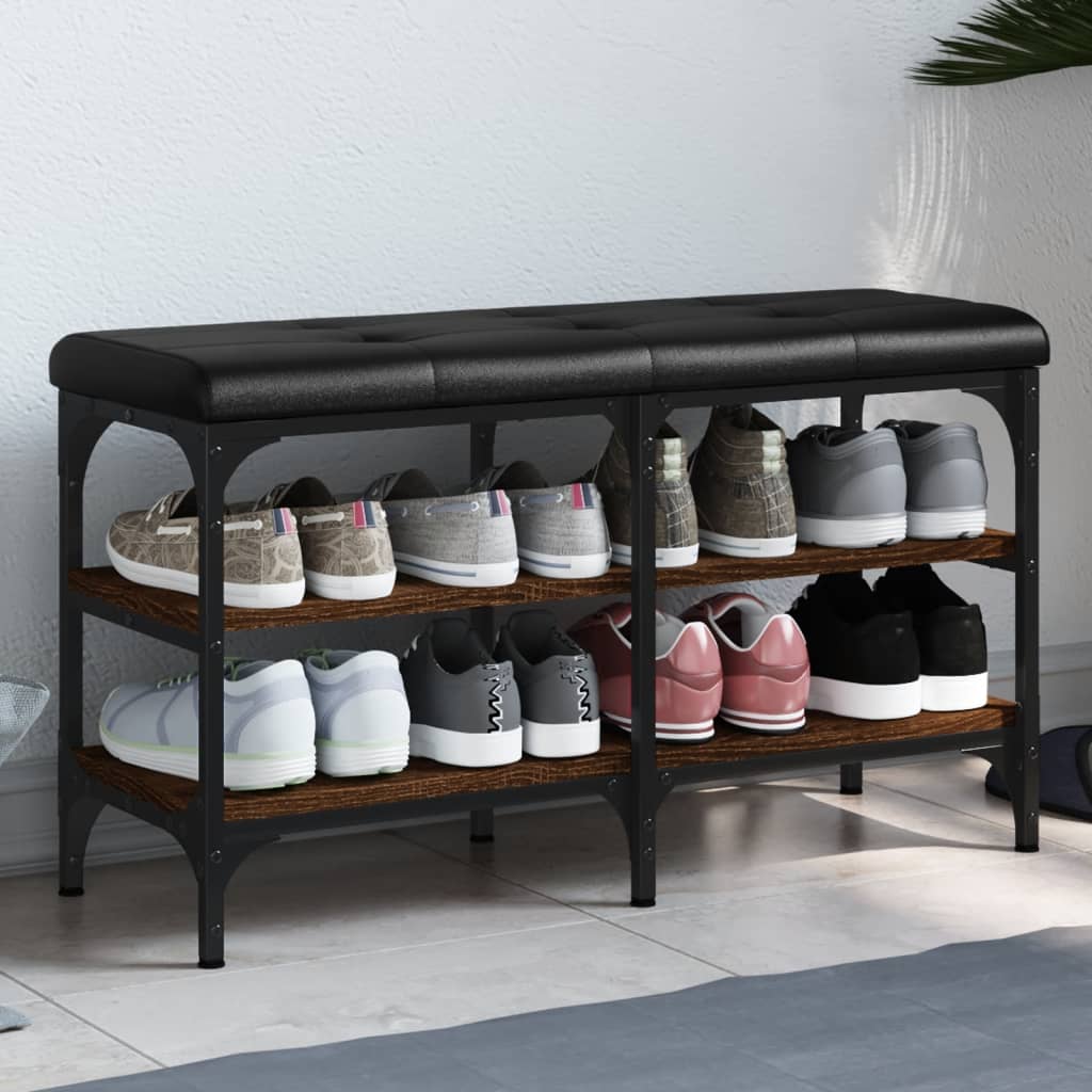 foto del prodotto panca porta scarpe rovere marrone 82x32x47cm legno multistratocod mxl 109528
