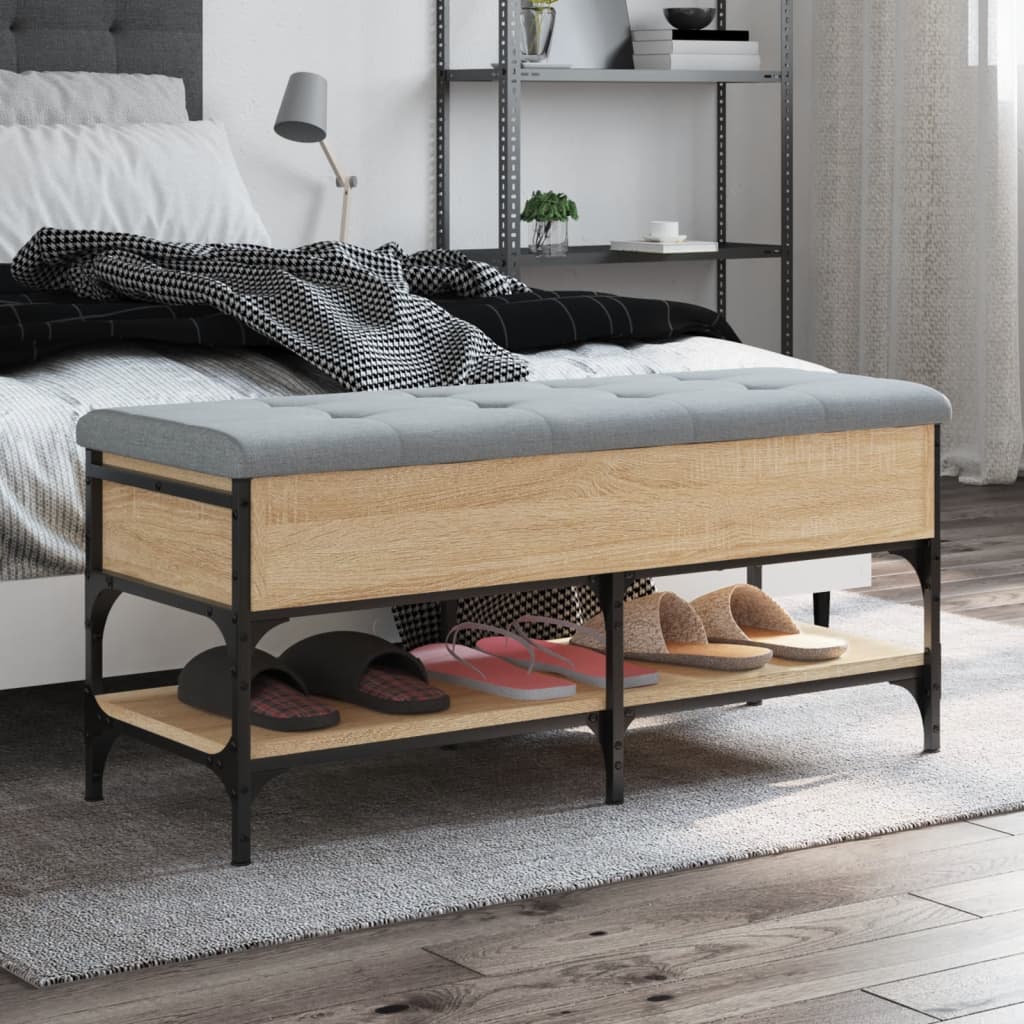 foto del prodotto panca porta scarpe rovere sonoma 102x42x45 cm legno multistratocod mxl 133634