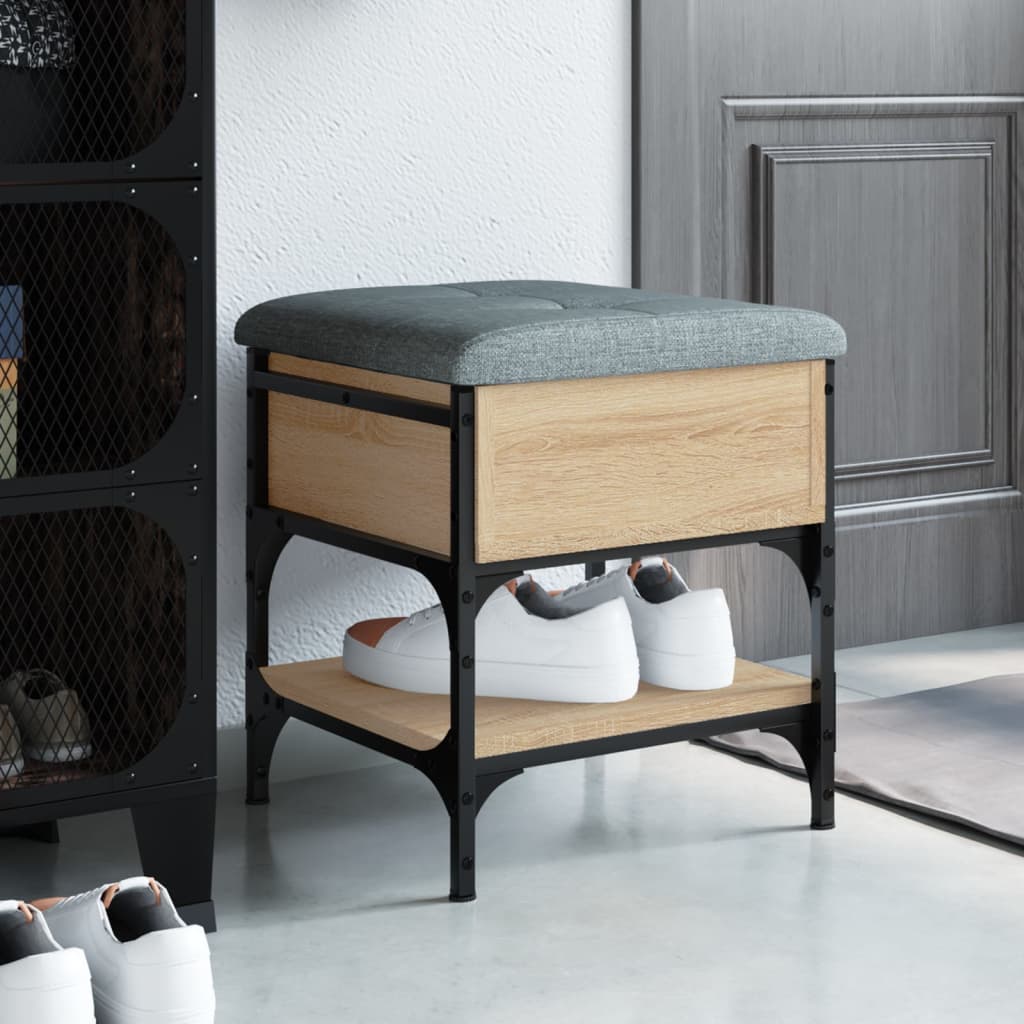 foto del prodotto panca porta scarpe rovere sonoma 42x42x45 cm legno multistratocod mxl 85692