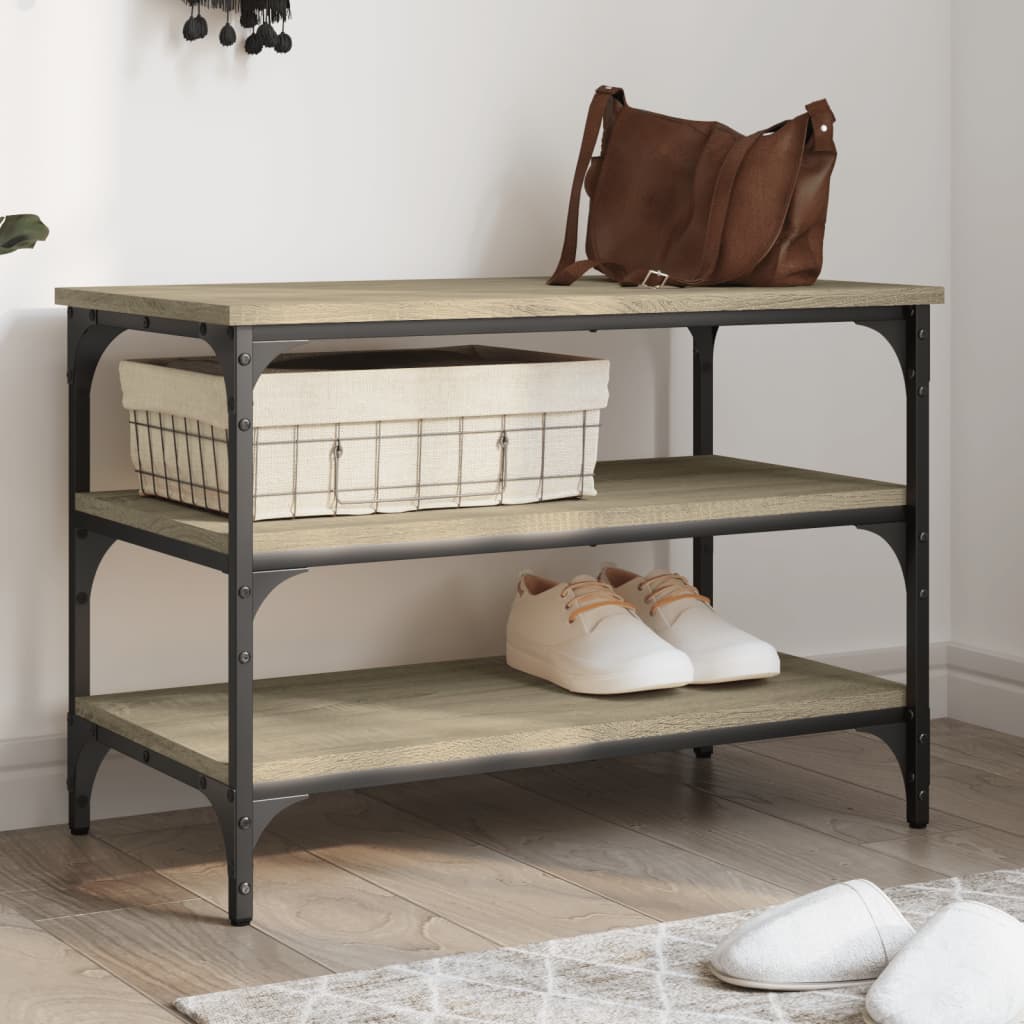 foto del prodotto panca porta scarpe rovere sonoma 70x38,5x49cm legno multistratocod mxl 110078