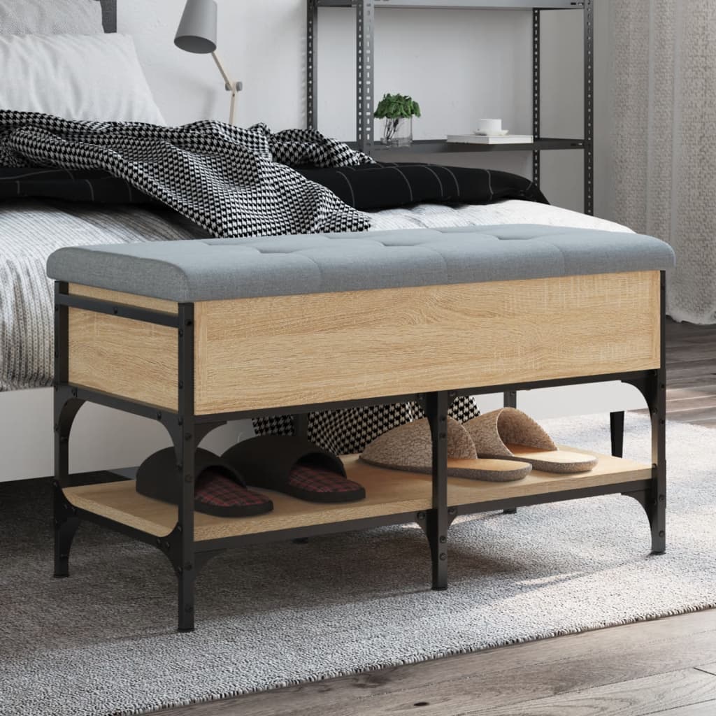 foto del prodotto panca porta scarpe rovere sonoma 82x42x45 cm legno multistratocod mxl 133638