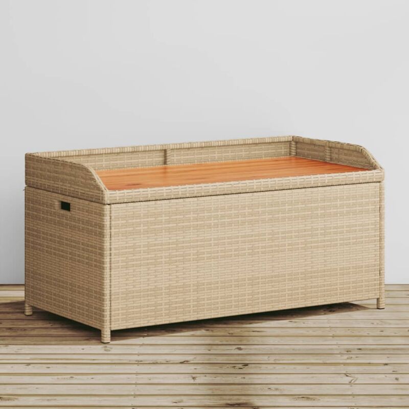 foto del prodotto panca portaoggetti beige misto 100x50x52 cm polyrattan e acacia vidaxl