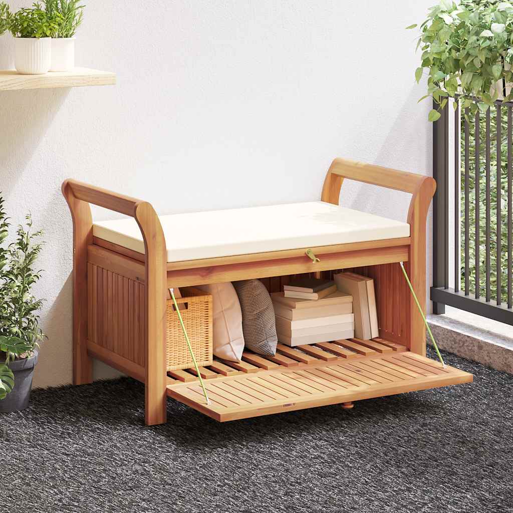 foto del prodotto panca portaoggetti giardino cuscino 91 cm legno massello acacia cod mxl 45756