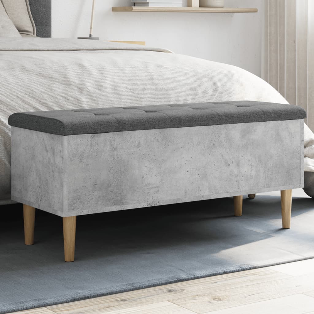 foto del prodotto panca portaoggetti grigio cemento 102x42x46cm legno multistratocod mxl 109652