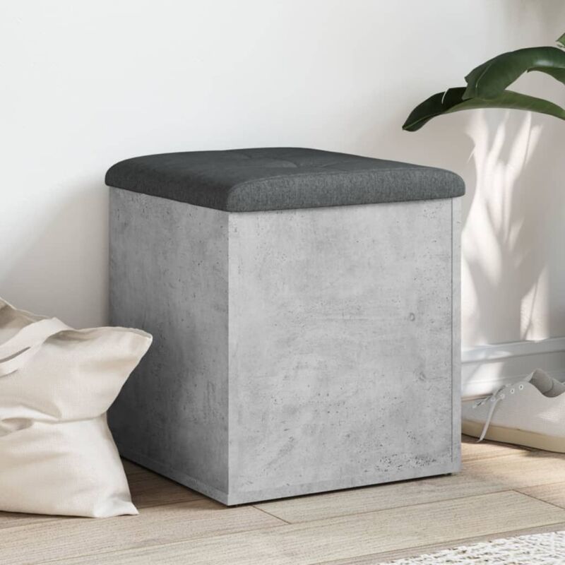 foto del prodotto panca portaoggetti grigio cemento 42x42x45 cm legno multistrato vidaxl