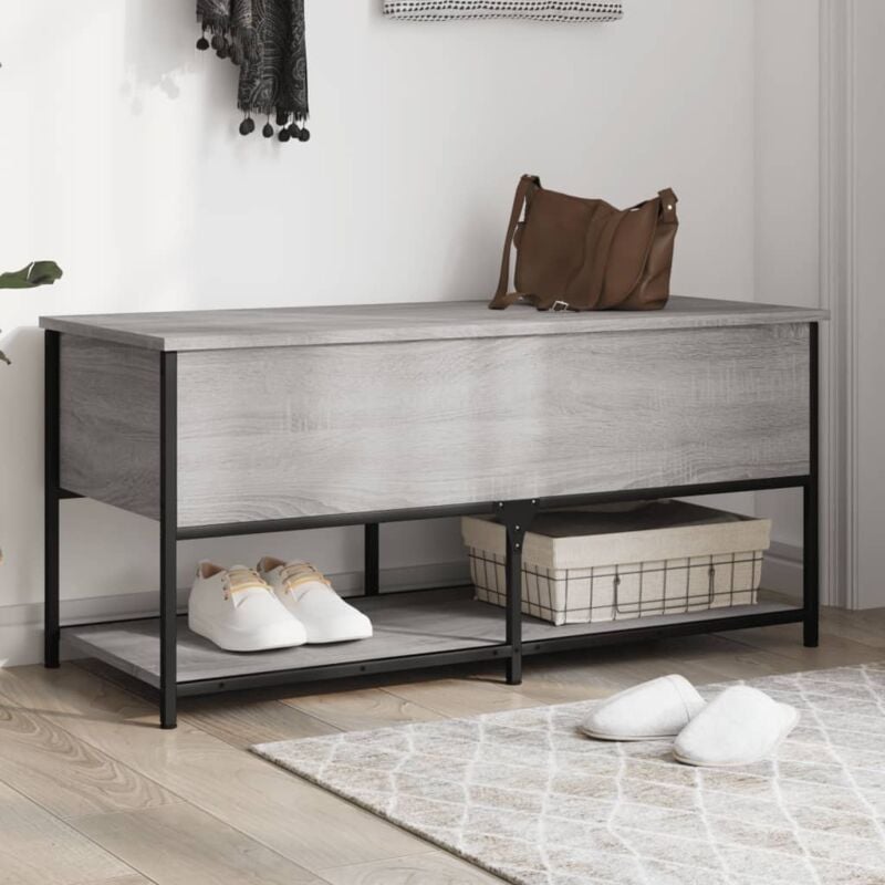 foto del prodotto panca portaoggetti grigio sonoma 100x42,5x47 legno multistrato vidaxl