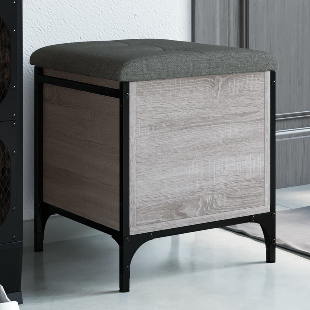 foto del prodotto panca portaoggetti grigio sonoma 42x42x45 cm legno multistratocod mxl 109521
