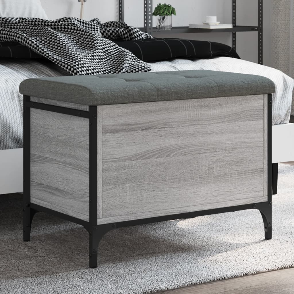 foto del prodotto panca portaoggetti grigio sonoma 62x42x45 cm legno multistratocod mxl 109523