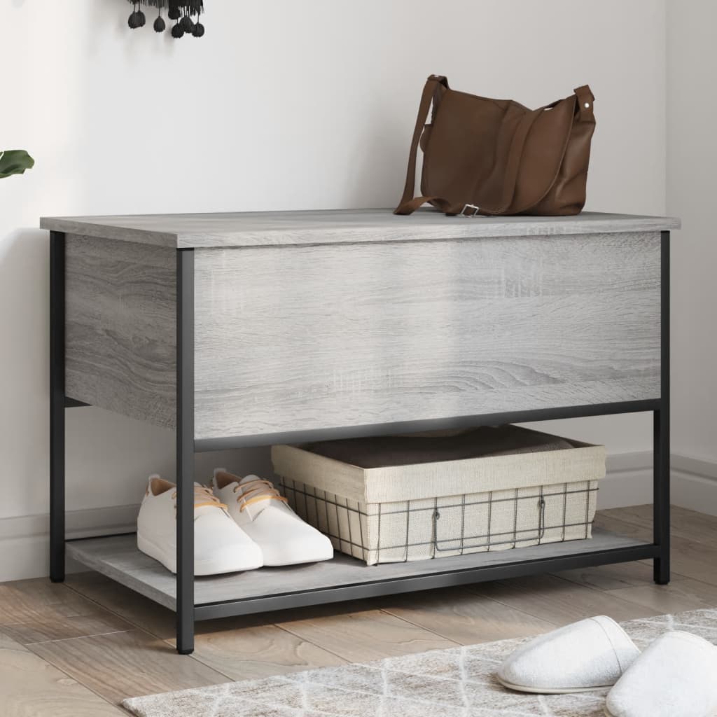foto del prodotto panca portaoggetti grigio sonoma 70x42,5x47cm legno multistrato