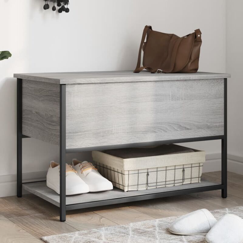 foto del prodotto panca portaoggetti grigio sonoma 70x42,5x47cm legno multistrato vidaxl