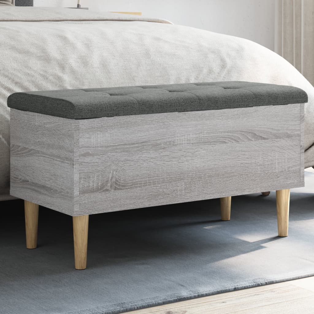 foto del prodotto panca portaoggetti grigio sonoma 82x42x46 cm legno multistratocod mxl 133630