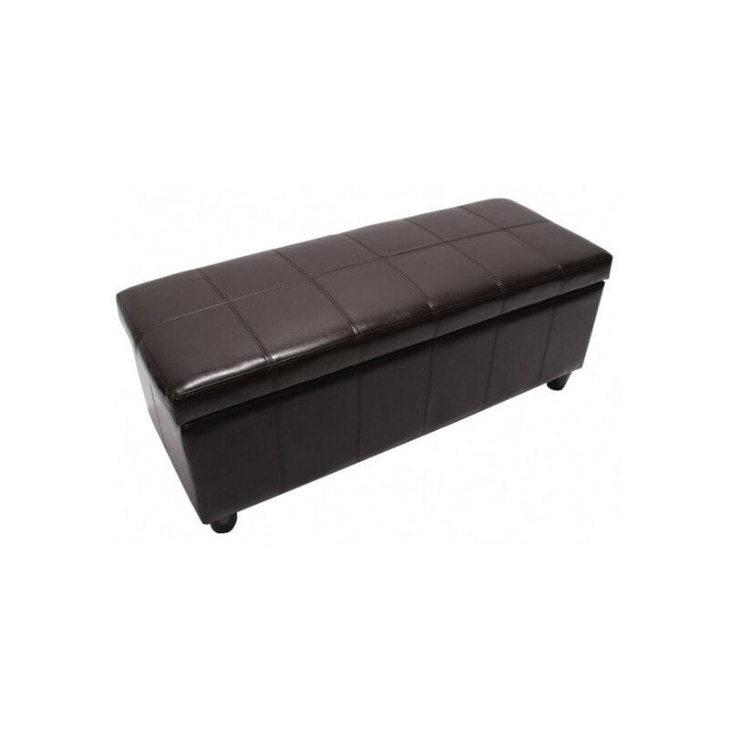 foto del prodotto panca portaoggetti in cuoio rigenerato marrone 112x45x45 cm ban04013