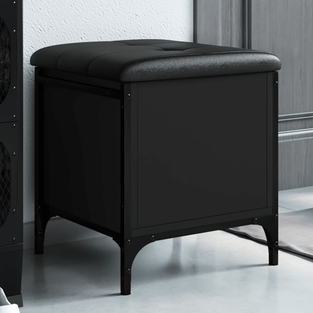 foto del prodotto panca portaoggetti nera 42x42x45 cm in legno multistratocod mxl 133502