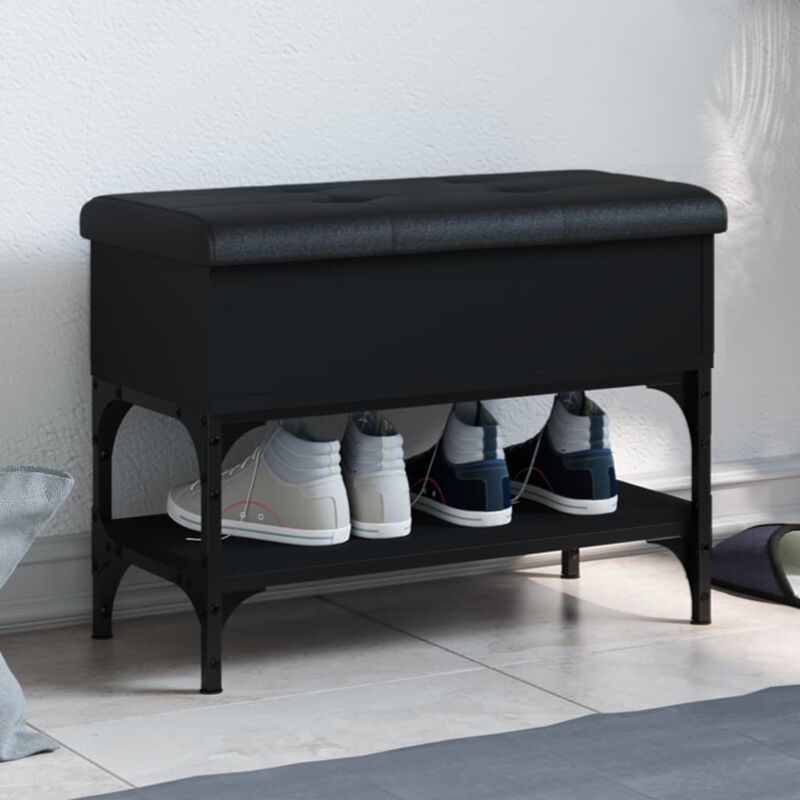 foto del prodotto panca portaoggetti nera 62x32x45 cm in legno multistrato vidaxl