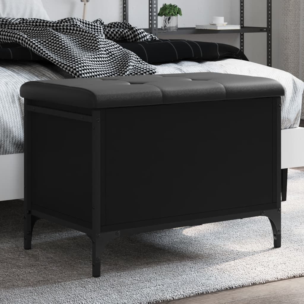 foto del prodotto panca portaoggetti nera 62x42x45 cm in legno multistratocod mxl 109524