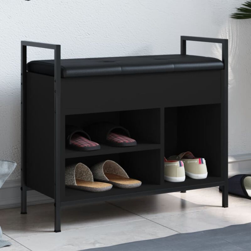foto del prodotto panca portaoggetti nera 65,5x32x57,5 cm in legno multistrato vidaxl