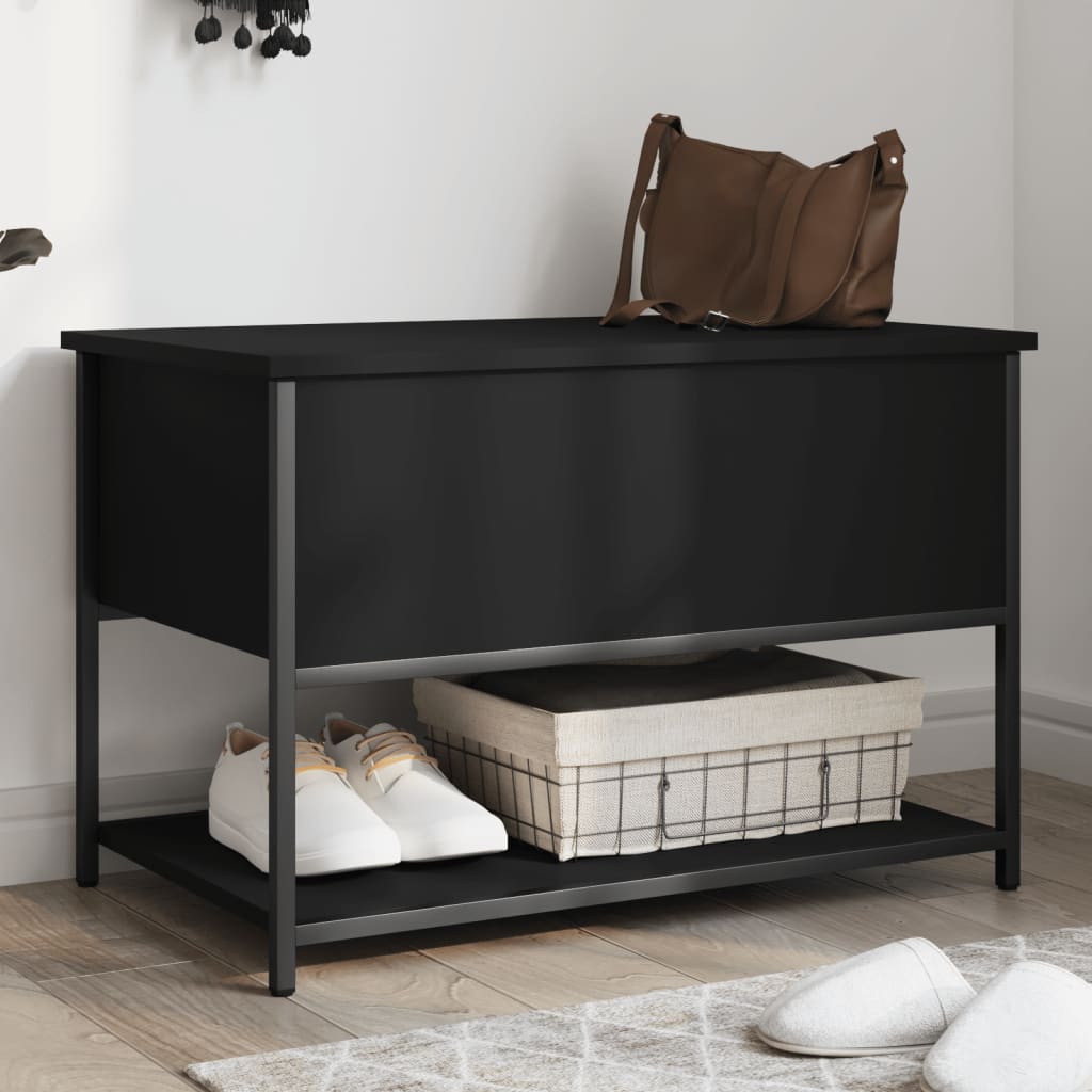 foto del prodotto panca portaoggetti nera 70x42,5x47 cm in legno multistratocod mxl 109832