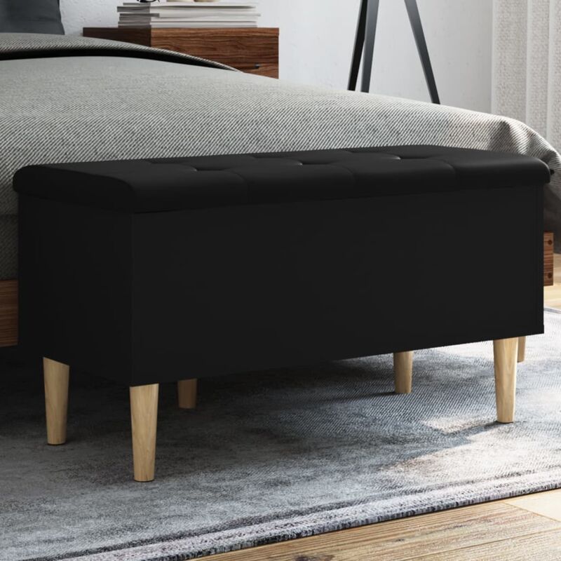 foto del prodotto panca portaoggetti nera 82x42x46 cm in legno multistrato vidaxl