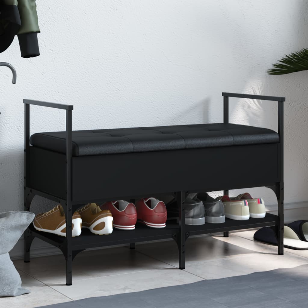 foto del prodotto panca portaoggetti nera 85,5x42x57,5 cm in legno multistratocod mxl 133643