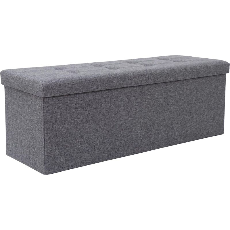 foto del prodotto panca portaoggetti pieghevole 110x38x38 cm pouf poggiapiedi pouf divano con contenitore grigio