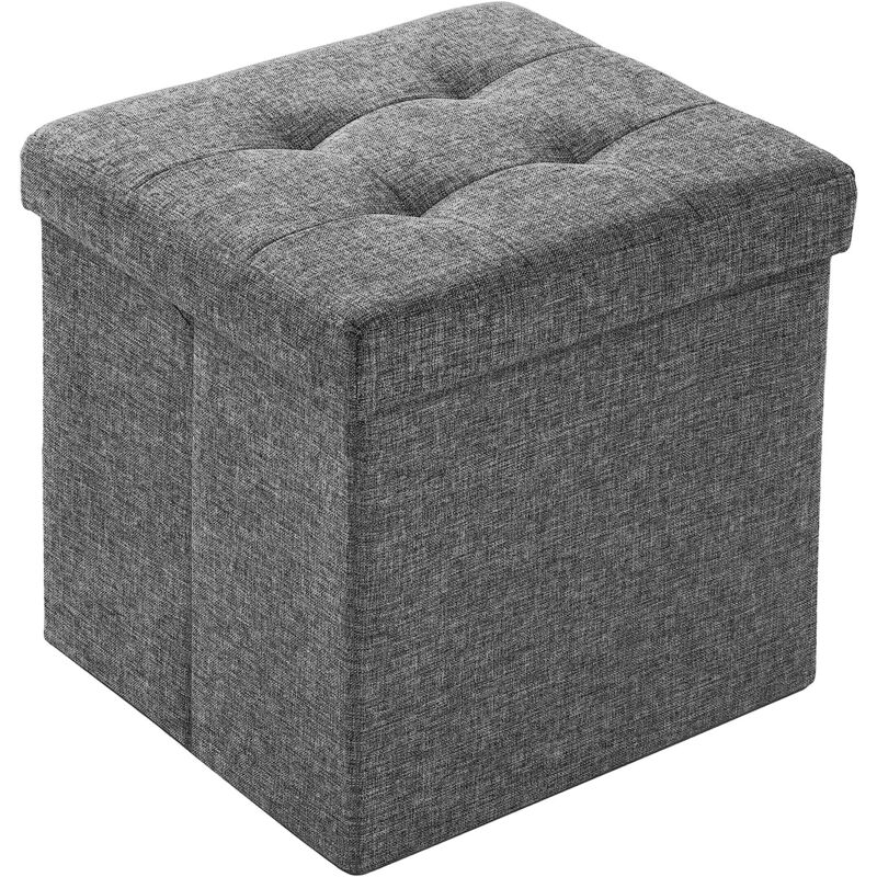 foto del prodotto panca portaoggetti pieghevole 38x38x38 cm pouf poggiapiedi pouf divano con contenitore grigio