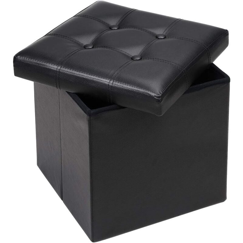 foto del prodotto panca portaoggetti pieghevole 38x38x38 cm pouf poggiapiedi pouf divano con contenitore nero