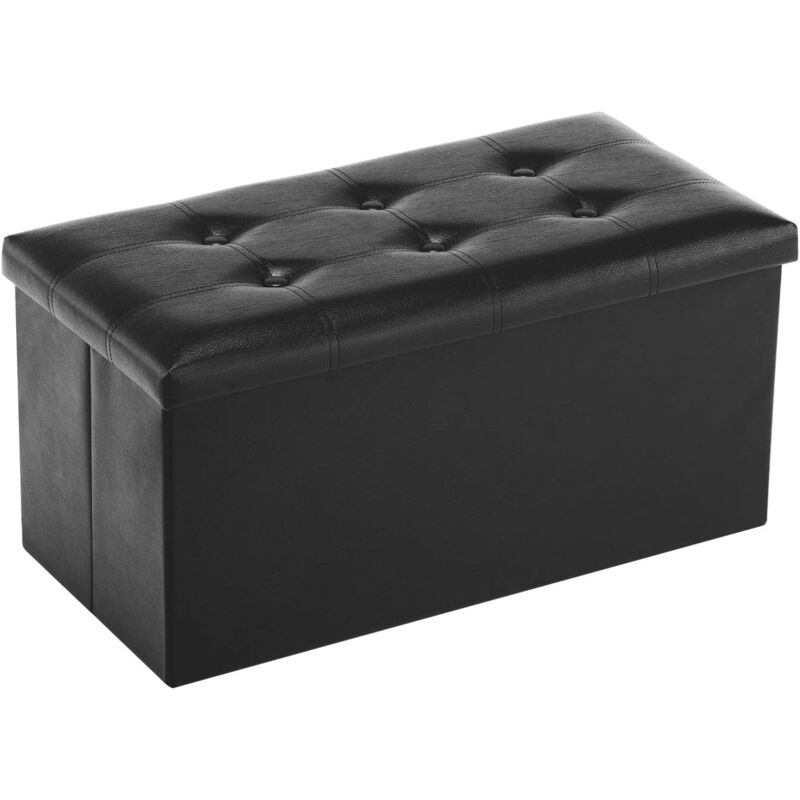 foto del prodotto panca portaoggetti pieghevole 76x38x38 cm pouf poggiapiedi pouf divano con contenitore nero