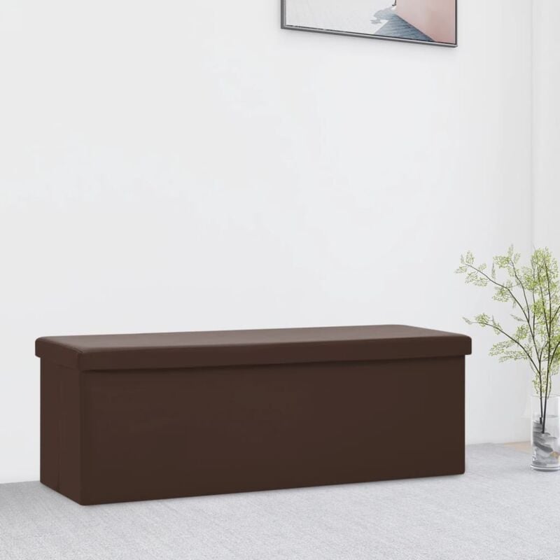foto del prodotto panca portaoggetti pieghevole marrone in pvc vidaxl