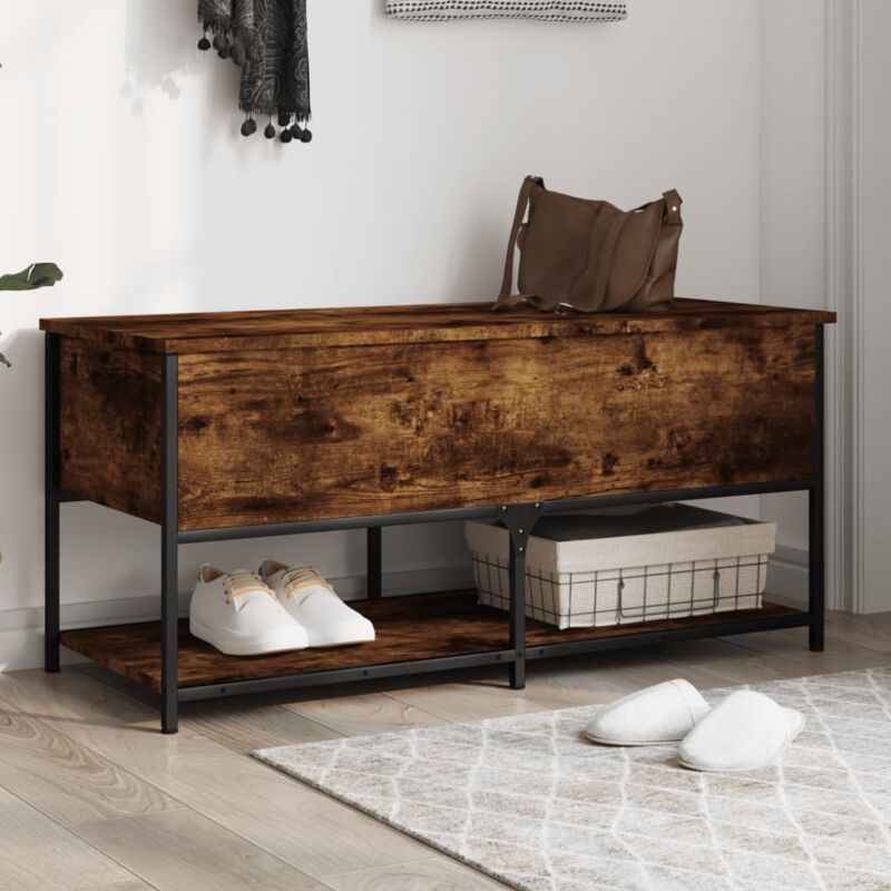 foto del prodotto panca portaoggetti rovere fumo 100x42,5x47 cm legno multistrato vidaxl