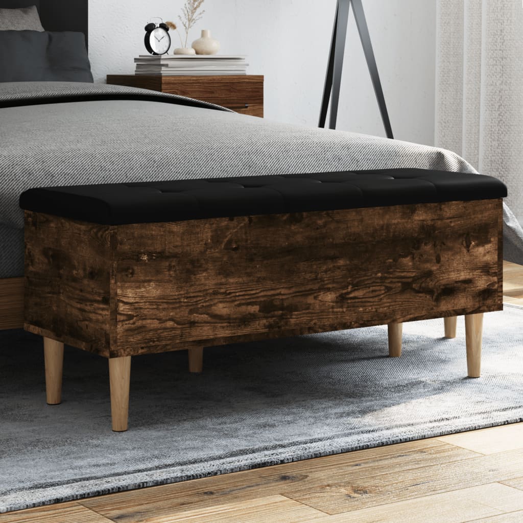 foto del prodotto panca portaoggetti rovere fumo 102x42x46 cm legno multistratocod mxl 85684