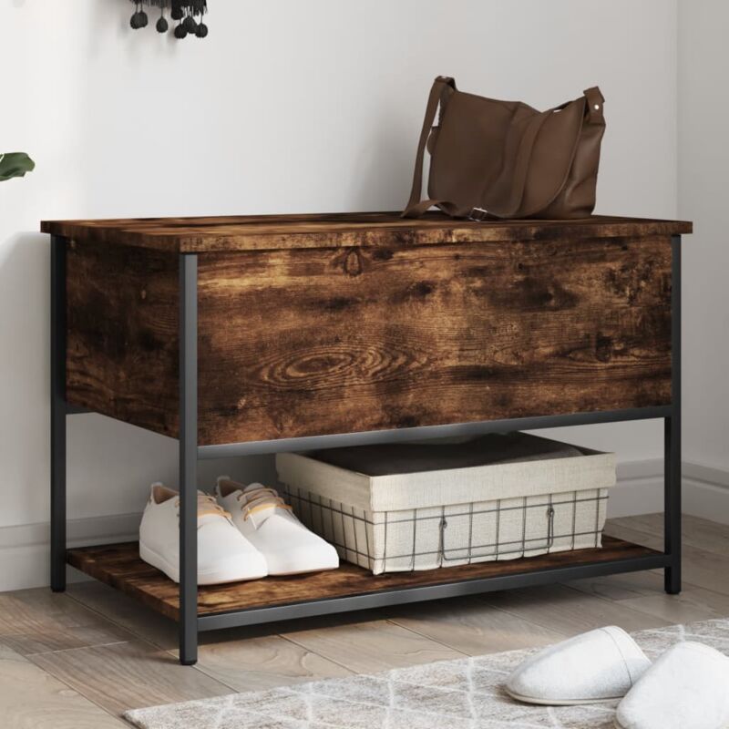 foto del prodotto panca portaoggetti rovere fumo 70x42,5x47 cm legno multistrato vidaxl