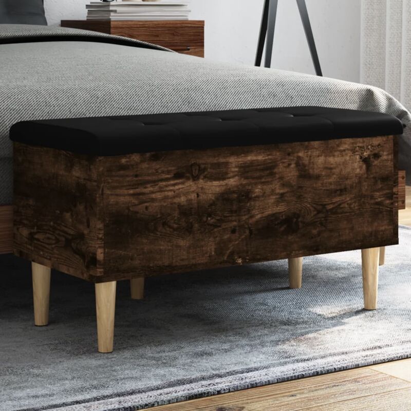 foto del prodotto panca portaoggetti rovere fumo 82x42x46 cm legno multistrato vidaxl