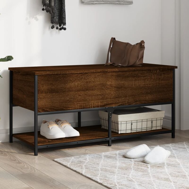 foto del prodotto panca portaoggetti rovere marrone 100x42,5x47 legno multistrato vidaxl