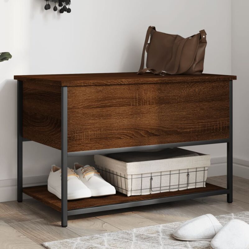 foto del prodotto panca portaoggetti rovere marrone 70x42,5x47 legno multistrato vidaxl