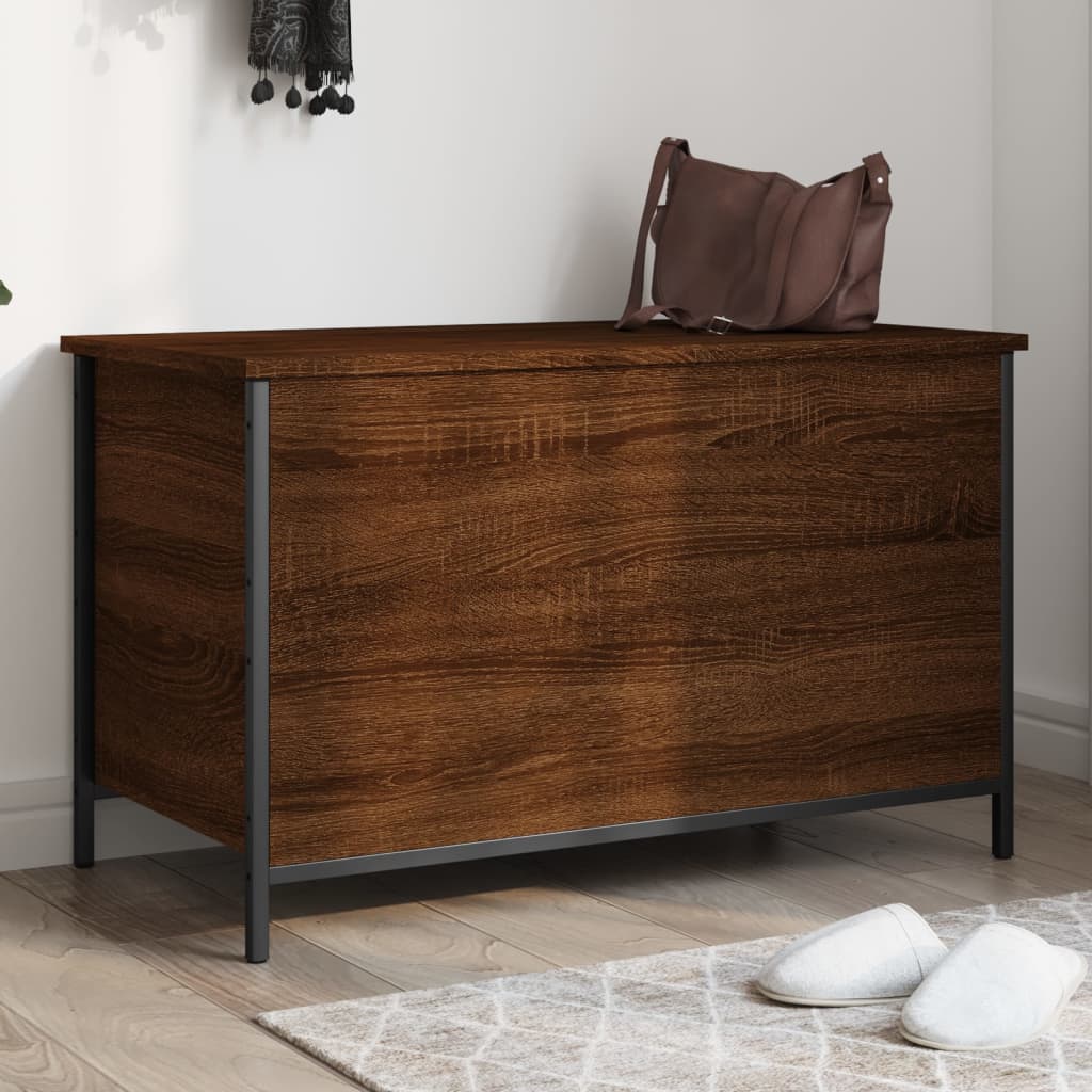 foto del prodotto panca portaoggetti rovere marrone 80x42,5x50 legno multistrato