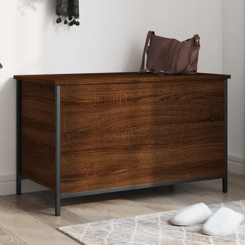 foto del prodotto panca portaoggetti rovere marrone 80x42,5x50 legno multistrato vidaxl
