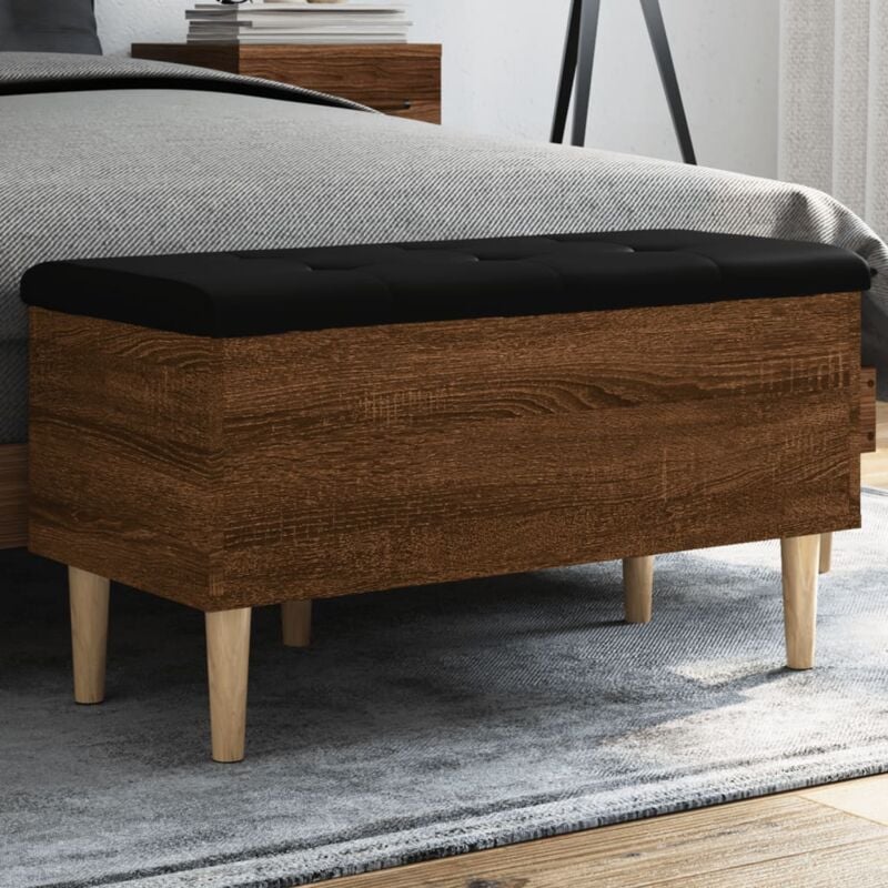 foto del prodotto panca portaoggetti rovere marrone 82x42x46 cm legno multistrato vidaxl
