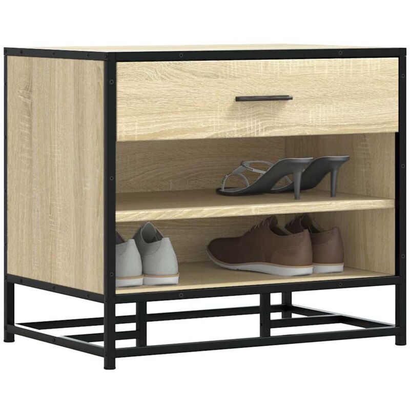 foto del prodotto panca portaoggetti rovere sonoma legno multistrato e metallo vidaxl