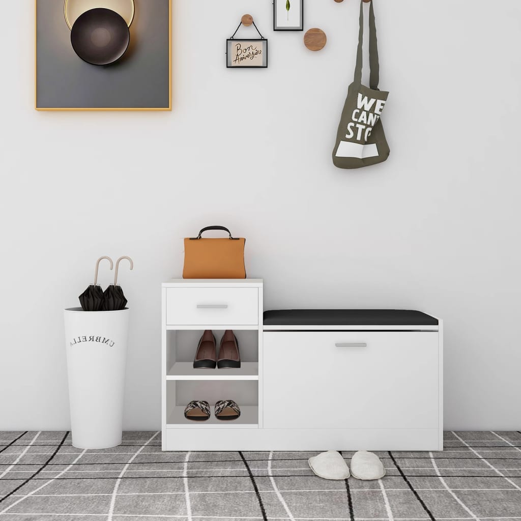 foto del prodotto panca portascarpe bianca 94,5x31x57 cm in truciolato cod mxl 58680