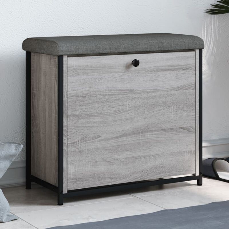 foto del prodotto panca portascarpe cassetto ribaltabile grigio sonoma 62x32x56cm vidaxl