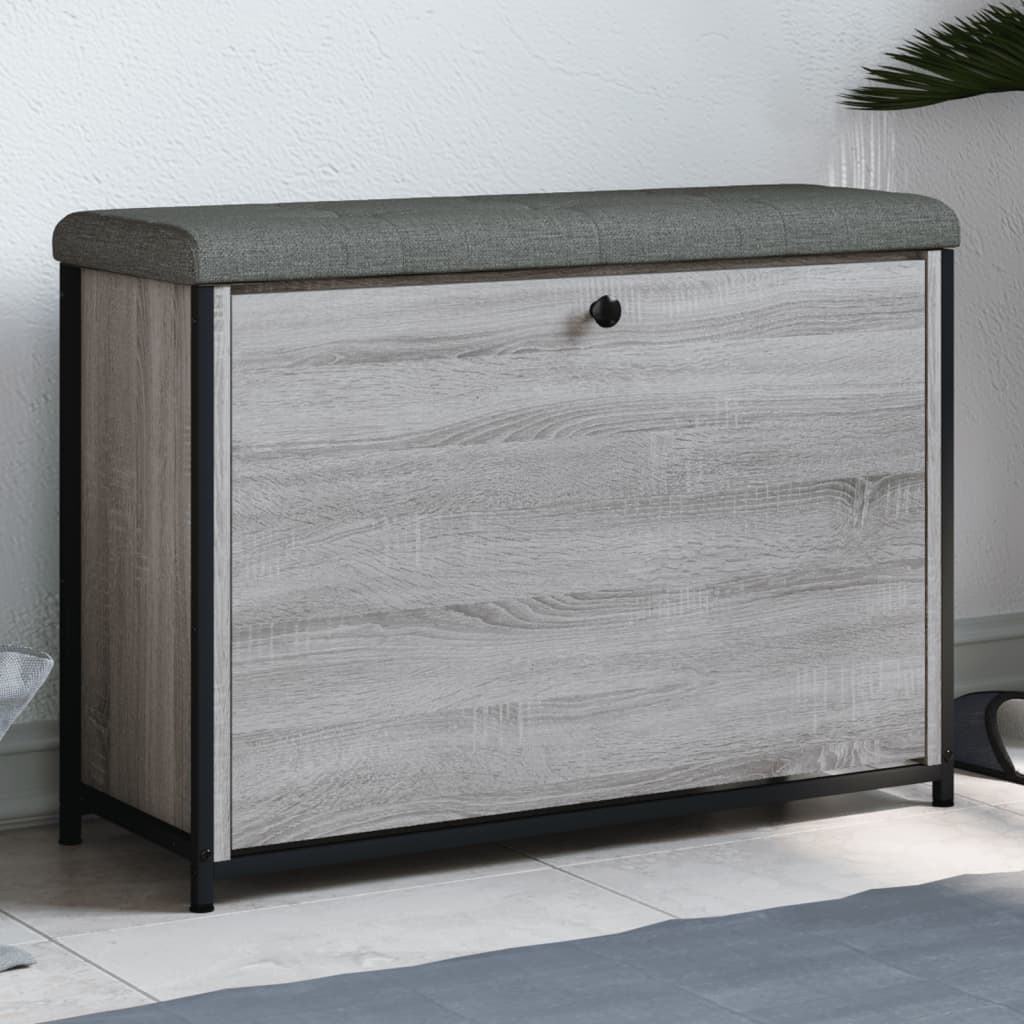 foto del prodotto panca portascarpe cassetto ribaltabile grigio sonoma 82x32x56cm