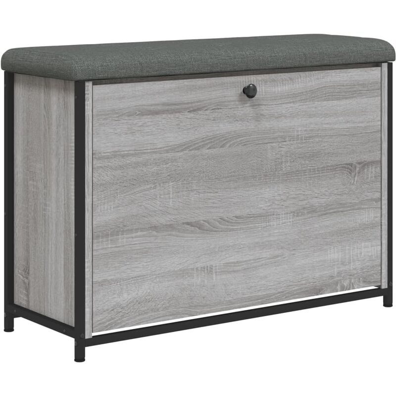 foto del prodotto panca portascarpe cassetto ribaltabile grigio sonoma 82x32x56cm vidaxl