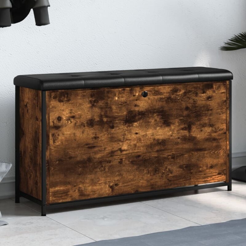 foto del prodotto panca portascarpe cassetto ribaltabile rovere fumo 102x32x56cm vidaxl