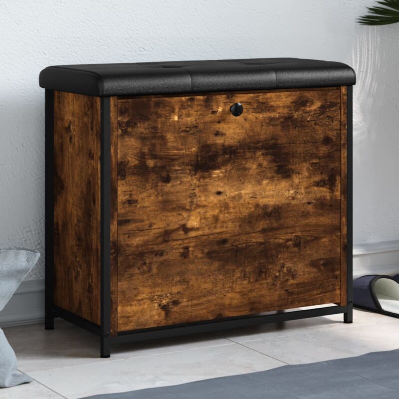 foto del prodotto panca portascarpe cassetto ribaltabile rovere fumo 62x32x56cm vidaxl