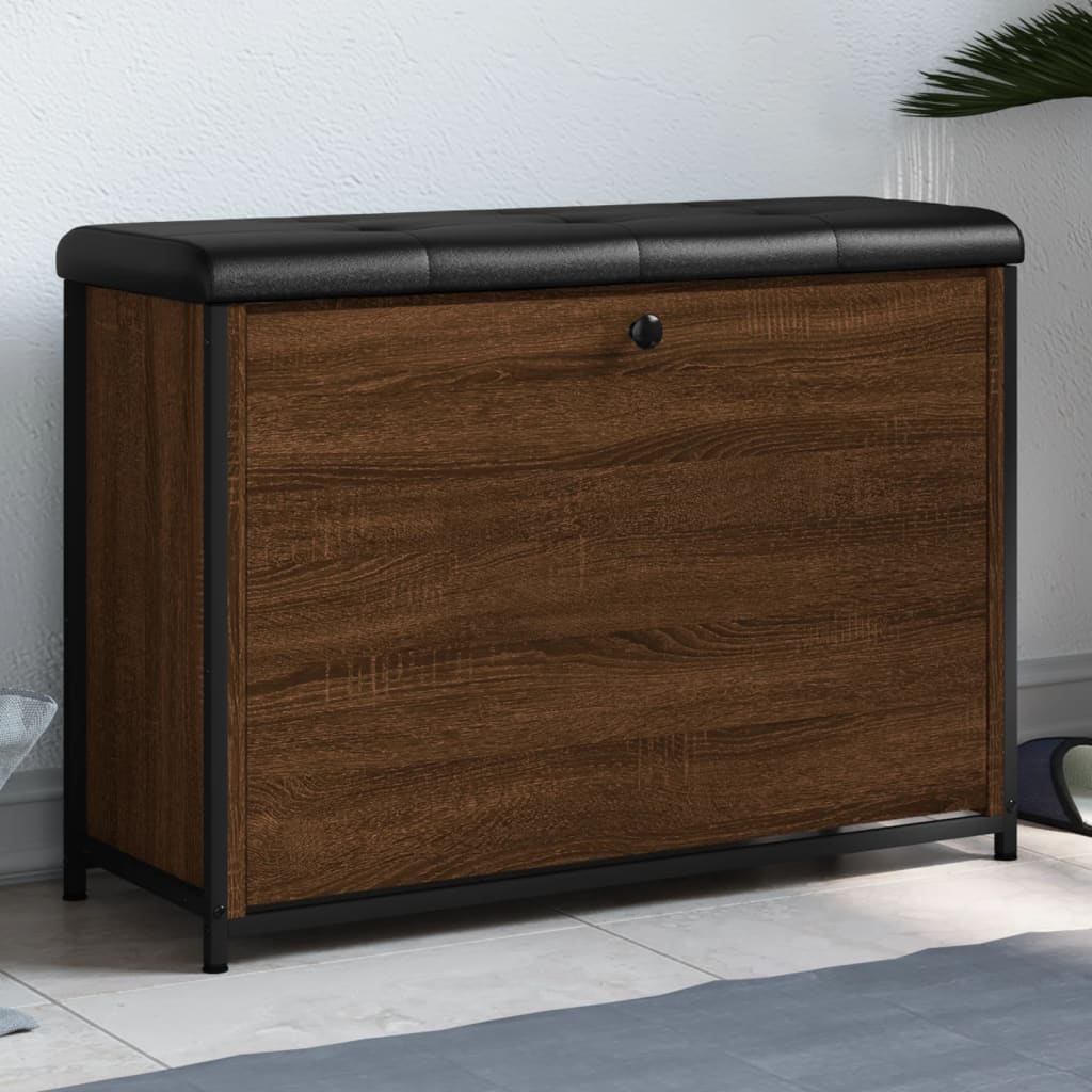 foto del prodotto panca portascarpe cassetto ribaltabile rovere marrone 82x32x56cod mxl 133500