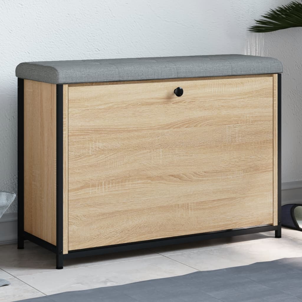 foto del prodotto panca portascarpe cassetto ribaltabile rovere sonoma 82x32x56cmcod mxl 109520