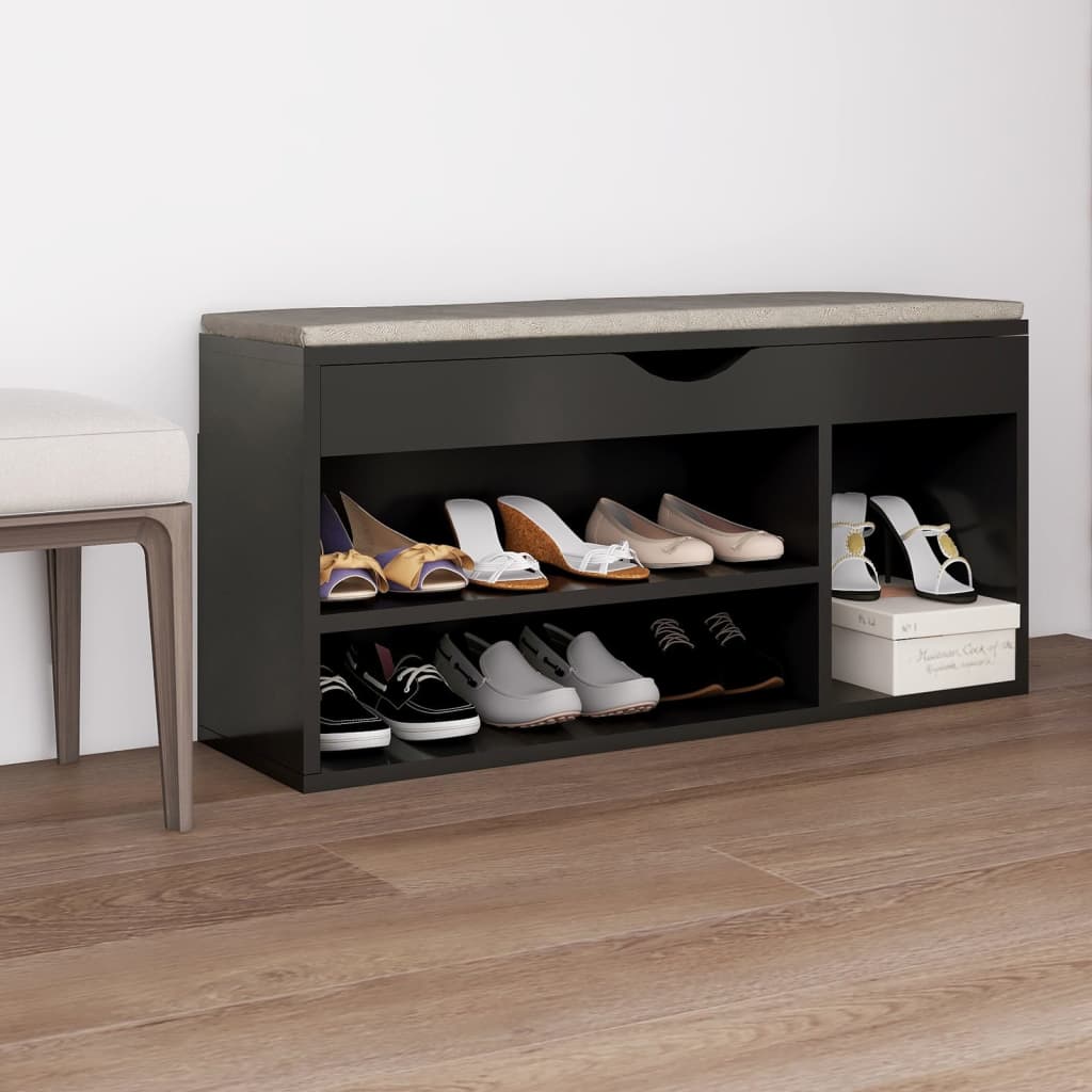 foto del prodotto panca portascarpe con cuscino grigio 104x30x49 cm in truciolato cod mxl 41735